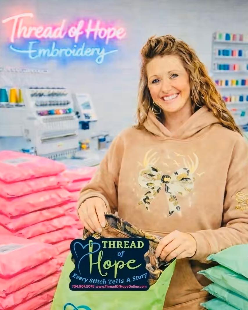 Thread of Hope Camo Bow Embroidered Hoodie – Tan