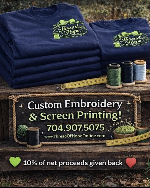 Thread of Hope Signature Screen-Printed Long Sleeve Tee – Navy