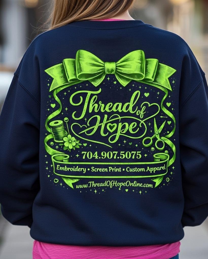 Thread of Hope Signature Screen-Printed Long Sleeve Tee – Navy
