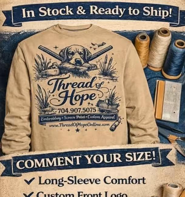 Thread of Hope Support Small Business Screen-Printed Long Sleeve Tee – Tan