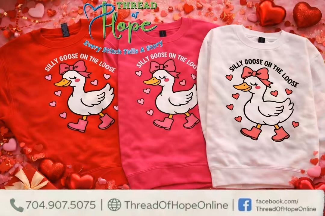 🪿 Silly Goose on the Loose – Valentine’s Crewneck Sweatshirt