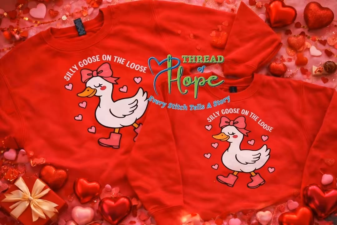 🪿 Silly Goose on the Loose – Valentine’s Crewneck Sweatshirt