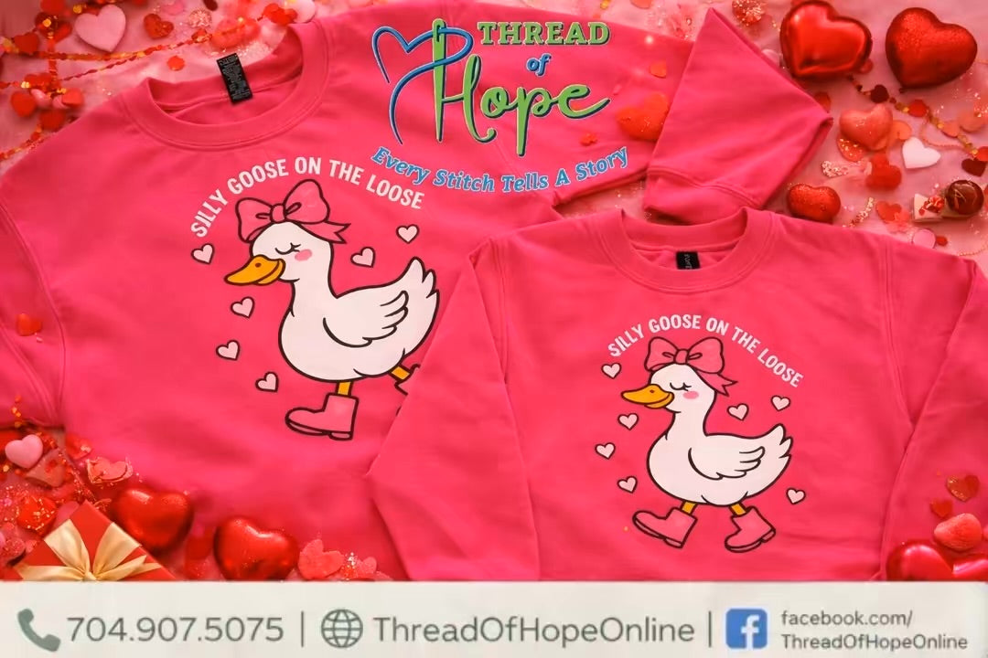 🪿 Silly Goose on the Loose – Valentine’s Crewneck Sweatshirt