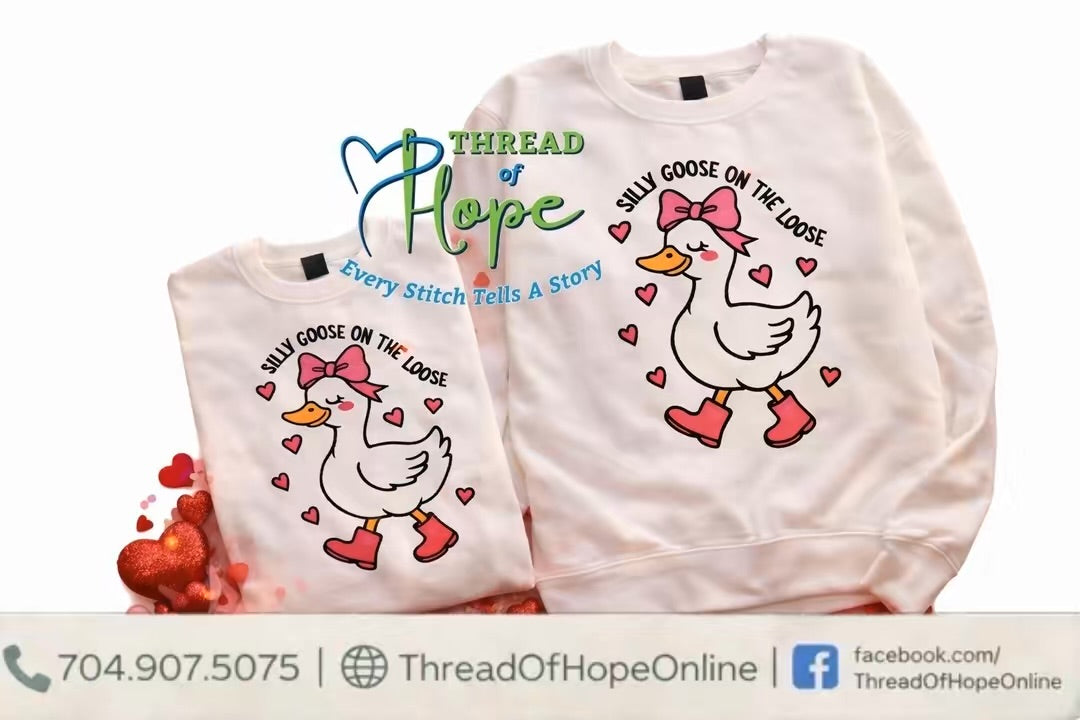 🪿 Silly Goose on the Loose – Valentine’s Crewneck Sweatshirt