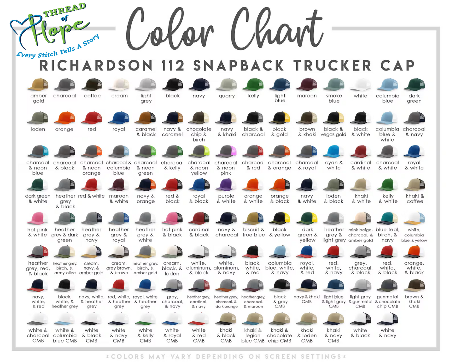 Richardson • Custom Hat Order • Embroidery