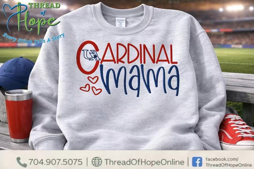 Cardinal Mama Embroidered Crewneck Sweatshirt