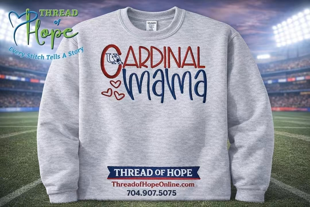 Cardinal Mama Embroidered Crewneck Sweatshirt